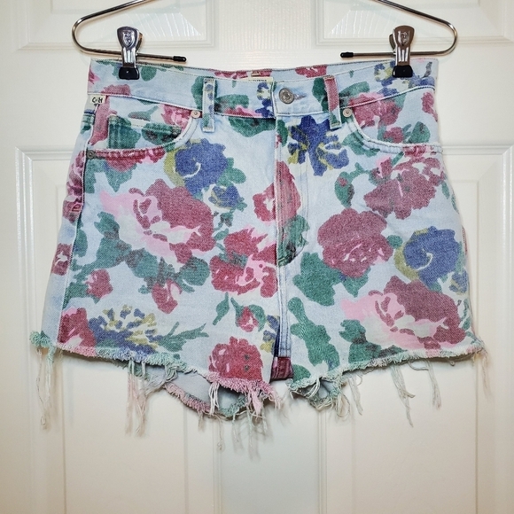 CITIZENS OF HUMANITY Kristen High Rise Shorts denim  FLORAL Sz 26 - Picture 2 of 12